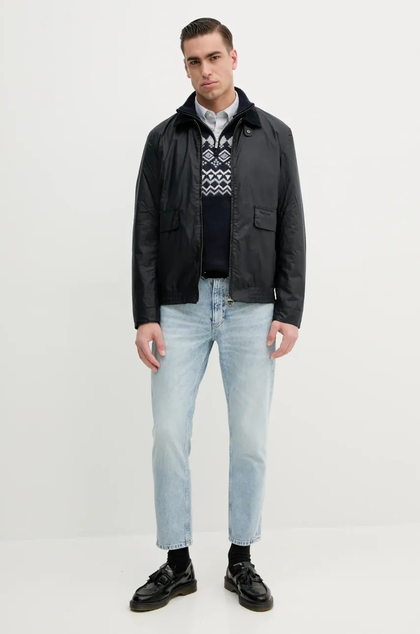Хлопковая рубашка Barbour Striped Oxtown Tailored Shirt мужская цвет серый slim воротник button-down MSH5303 Хлопковая рубашка Barbour Striped Oxtown Tailored Shirt мужская цвет серый slim воротник button-down MSH5303