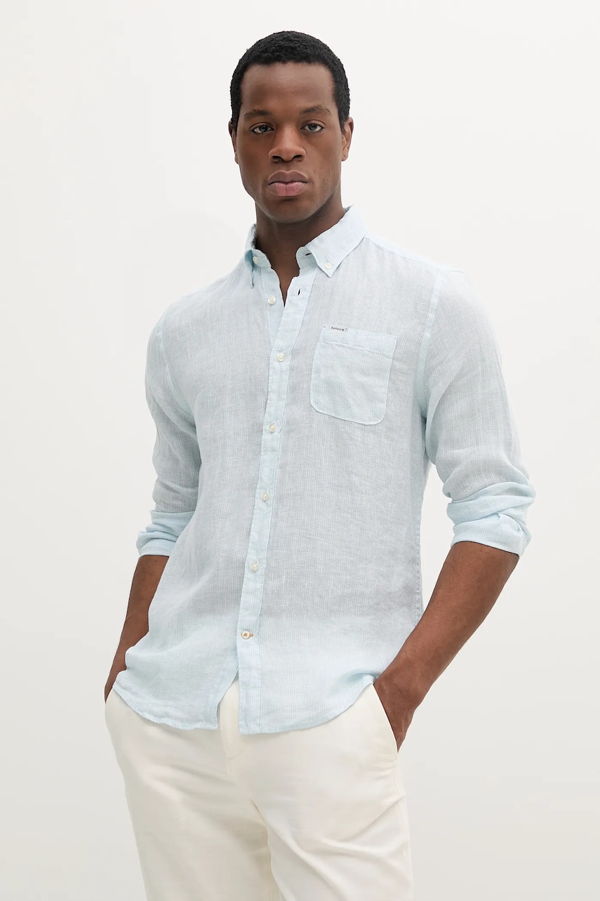 Barbour cămașă de in Linton Tailored Shirt bărbați, cu guler button-down, slim, MSH5325 Barbour cămașă de in Linton Tailored Shirt bărbați, cu guler button-down, slim, MSH5325