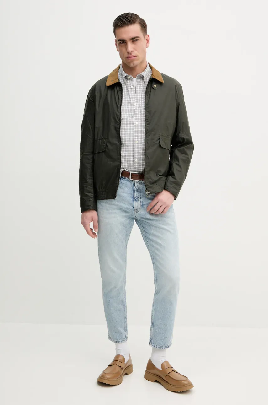 Бавовняна сорочка Barbour Banner Tailored Shirt чоловіча колір сірий slim комір button-down MSH5435