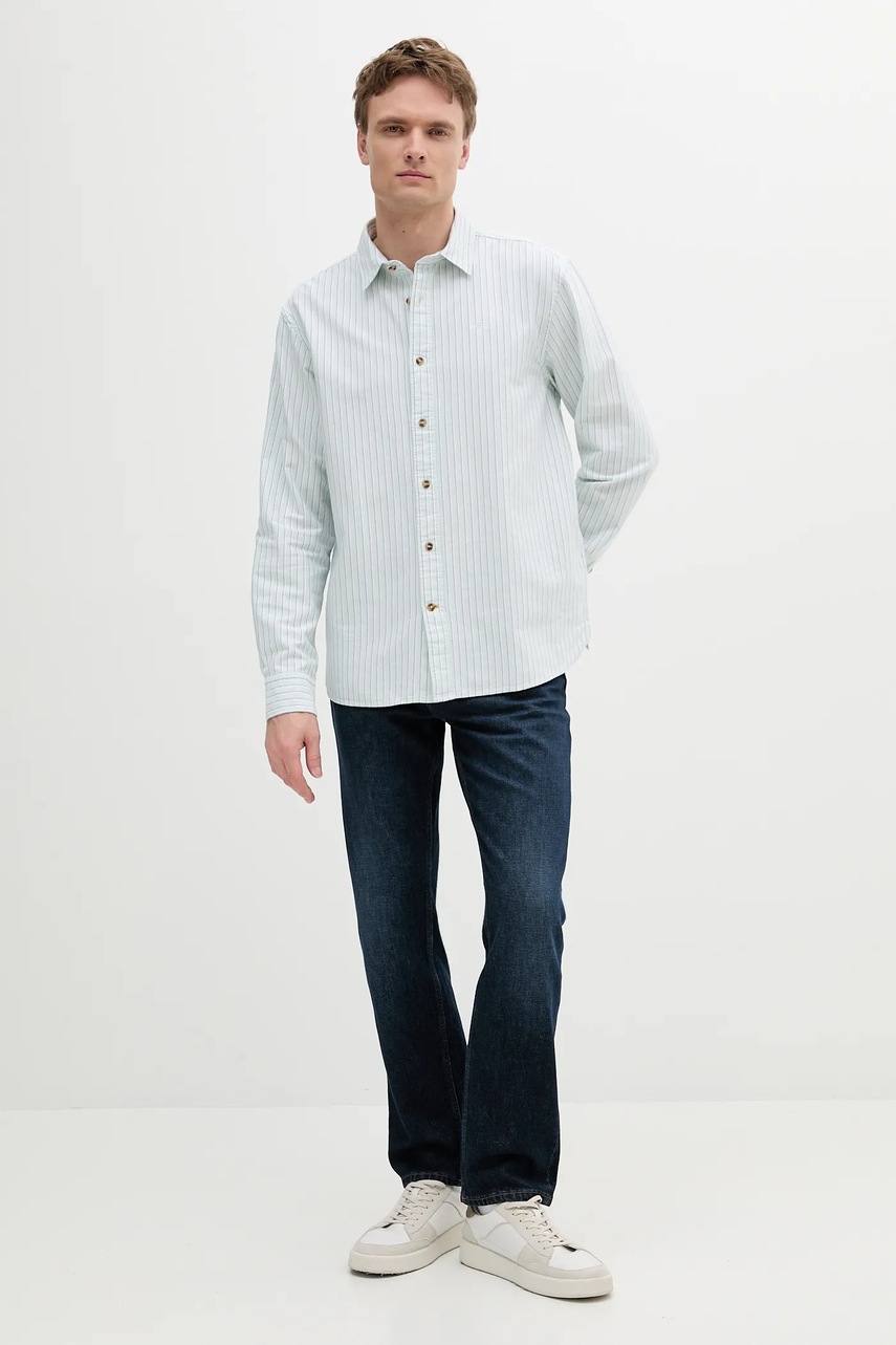 Хлопковая рубашка Barbour Fenfield Oxford Stripe Relaxed Fit Shirt цвет бирюзовый relaxed классический воротник MSH5586