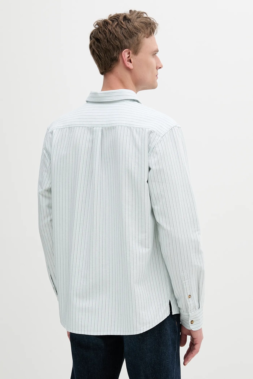 Barbour pamut ing Fenfield Oxford Stripe Relaxed Fit Shirt galléros, türkiz, relaxed, MSH5586 termék 2. képe