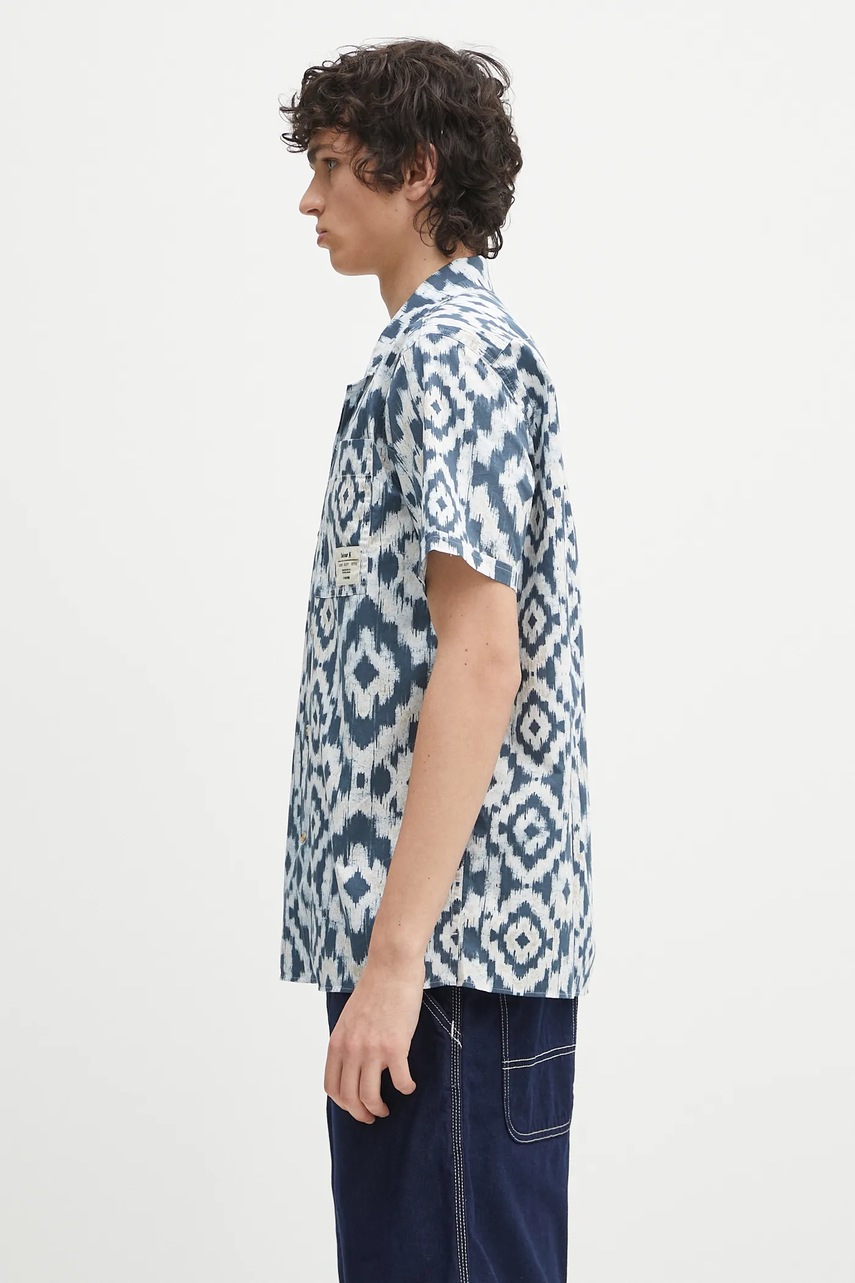 Хлопковая рубашка  Homelane Printed S/S Relaxed Fit Shirt цвет синий relaxed MSH5599