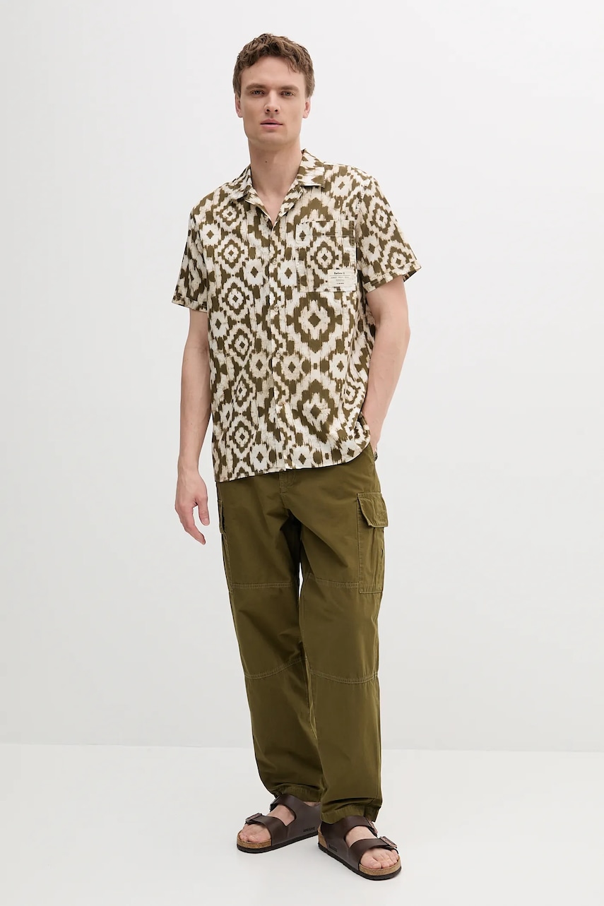 Хлопковая рубашка Homelane Printed S/S Relaxed Fit Shirt цвет зелёный relaxed MSH5599 Хлопковая рубашка Homelane Printed S/S Relaxed Fit Shirt цвет зелёный relaxed MSH5599