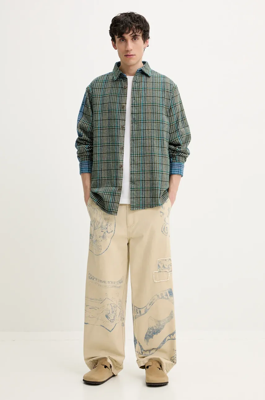 Хлопковая рубашка Desigual KASHI мужская цвет зелёный relaxed классический воротник 25SMCW02 Хлопковая рубашка Desigual KASHI мужская цвет зелёный relaxed классический воротник 25SMCW02