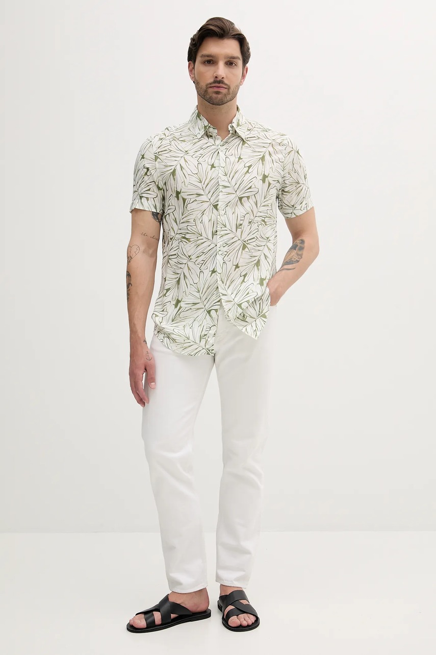 Рубашка Guess RAYON цвет зелёный slim классический воротник M5GH75 WD4Z2