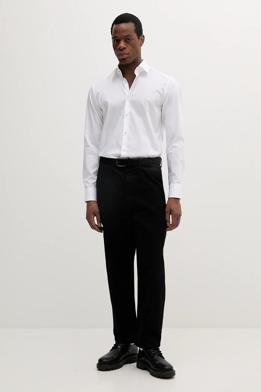 Хлопковая рубашка BOSS цвет белый slim 50539177