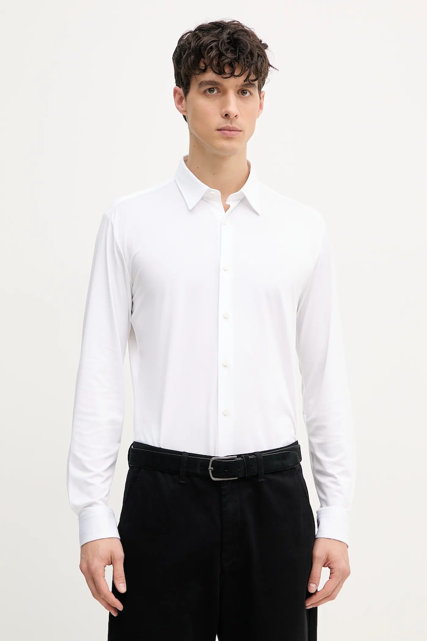 BOSS cămașă bărbați, culoarea alb, cu guler clasic, slim, 50533434