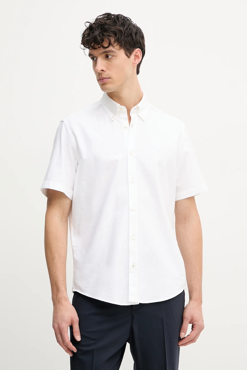 BOSS cămașă din bumbac bărbați, culoarea alb, cu guler button-down, regular, 50539291 BOSS cămașă din bumbac bărbați, culoarea alb, cu guler button-down, regular, 50539291
