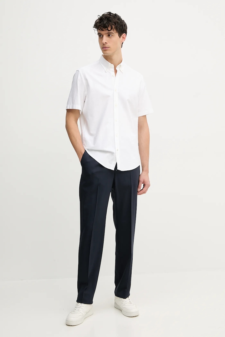 Хлопковая рубашка BOSS мужская цвет белый regular воротник button-down 50539291 Хлопковая рубашка BOSS мужская цвет белый regular воротник button-down 50539291