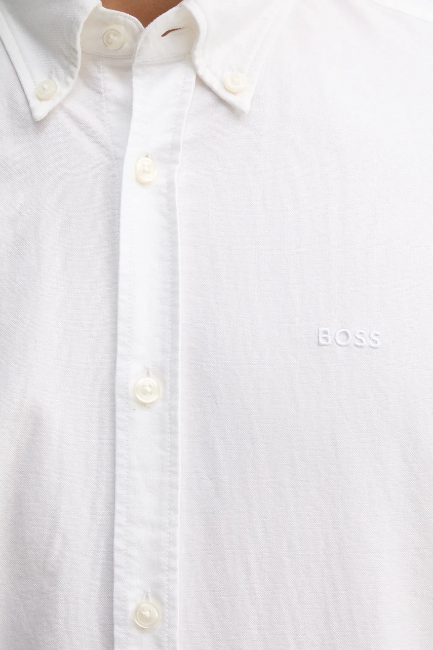 Βαμβακερό πουκάμισο BOSS ανδρικό, χρώμα: άσπρο, 50539291 φωτογραφία