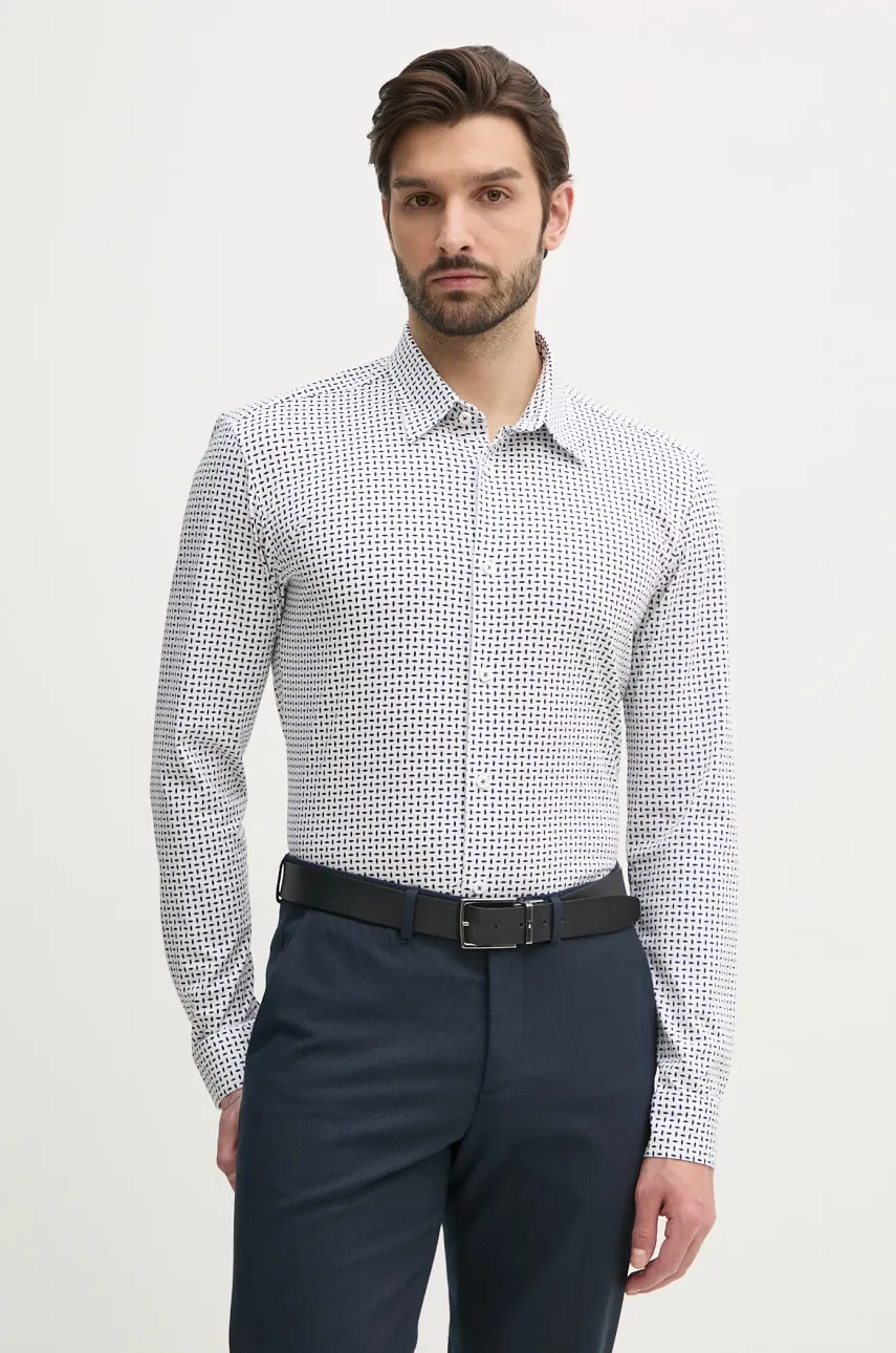 BOSS cămașă bărbați, culoarea alb, cu guler clasic, slim, 50539457