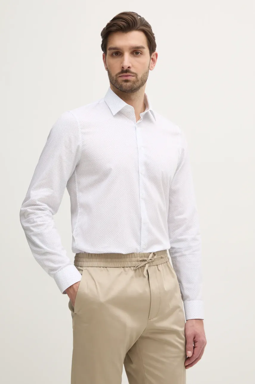 Levně Košile Calvin Klein pánská, bílá barva, slim, s klasickým límcem, K10K114299