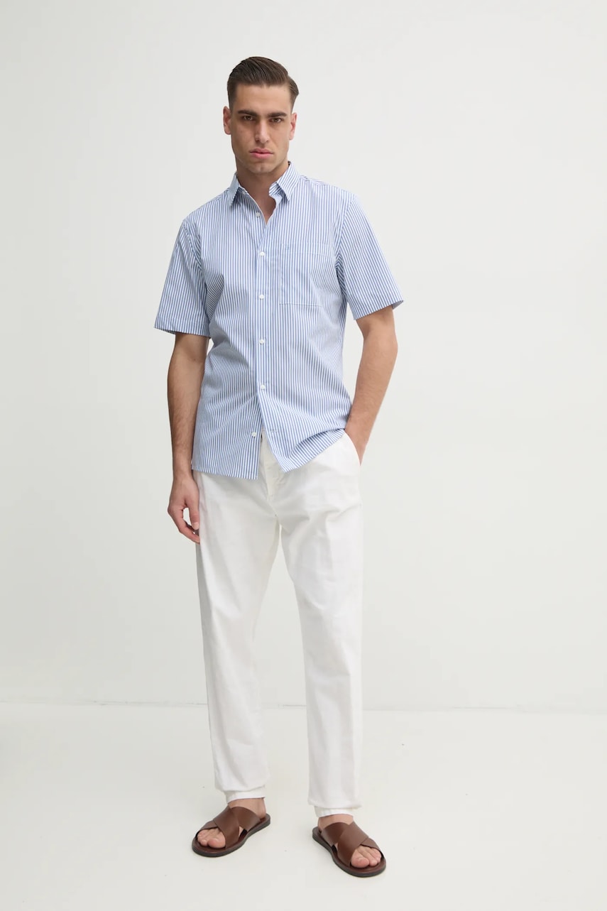 Рубашка Calvin Klein мужская цвет белый regular классический воротник K10K114415 Рубашка Calvin Klein мужская цвет белый regular классический воротник K10K114415