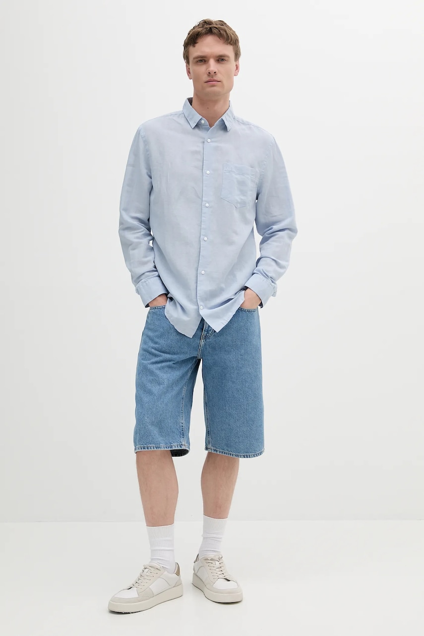 Льняная рубашка Calvin Klein regular классический воротник K10K114488 Льняная рубашка Calvin Klein regular классический воротник K10K114488