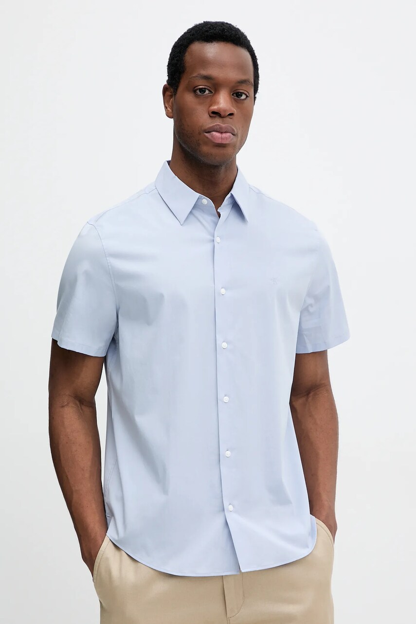 Levně Košile Calvin Klein pánská, modrá barva, regular, s klasickým límcem, LV04LB125G