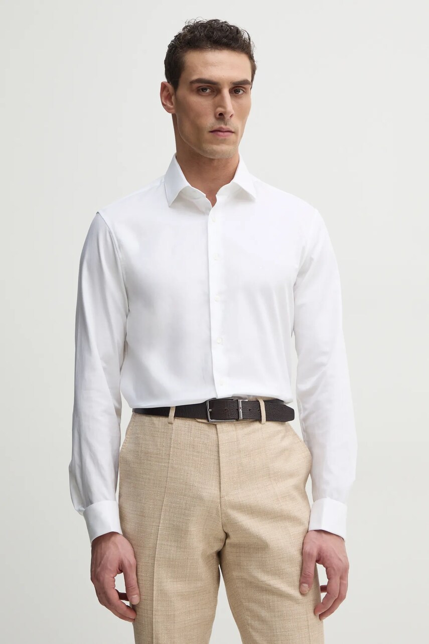Levně Košile Calvin Klein pánská, bílá barva, regular, s italským límcem, K10K107889