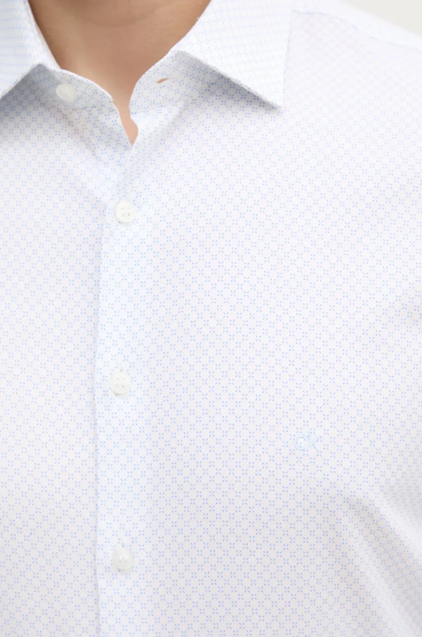 Рубашка Calvin Klein мужская цвет белый slim классический воротник K10K114307 Рубашка Calvin Klein мужская цвет белый slim классический воротник K10K114307