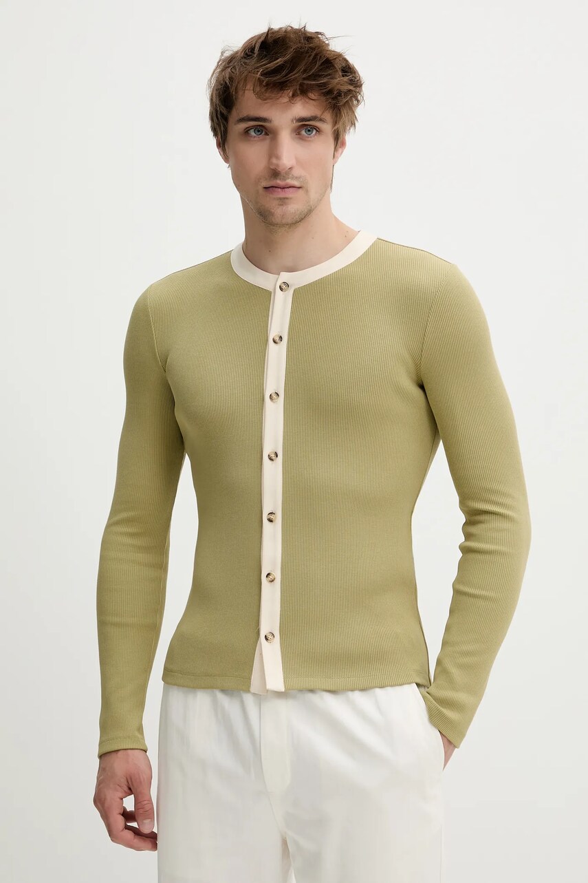 Nanushka longsleeve BORYS culoarea verde, uni, NM25SSTP12967