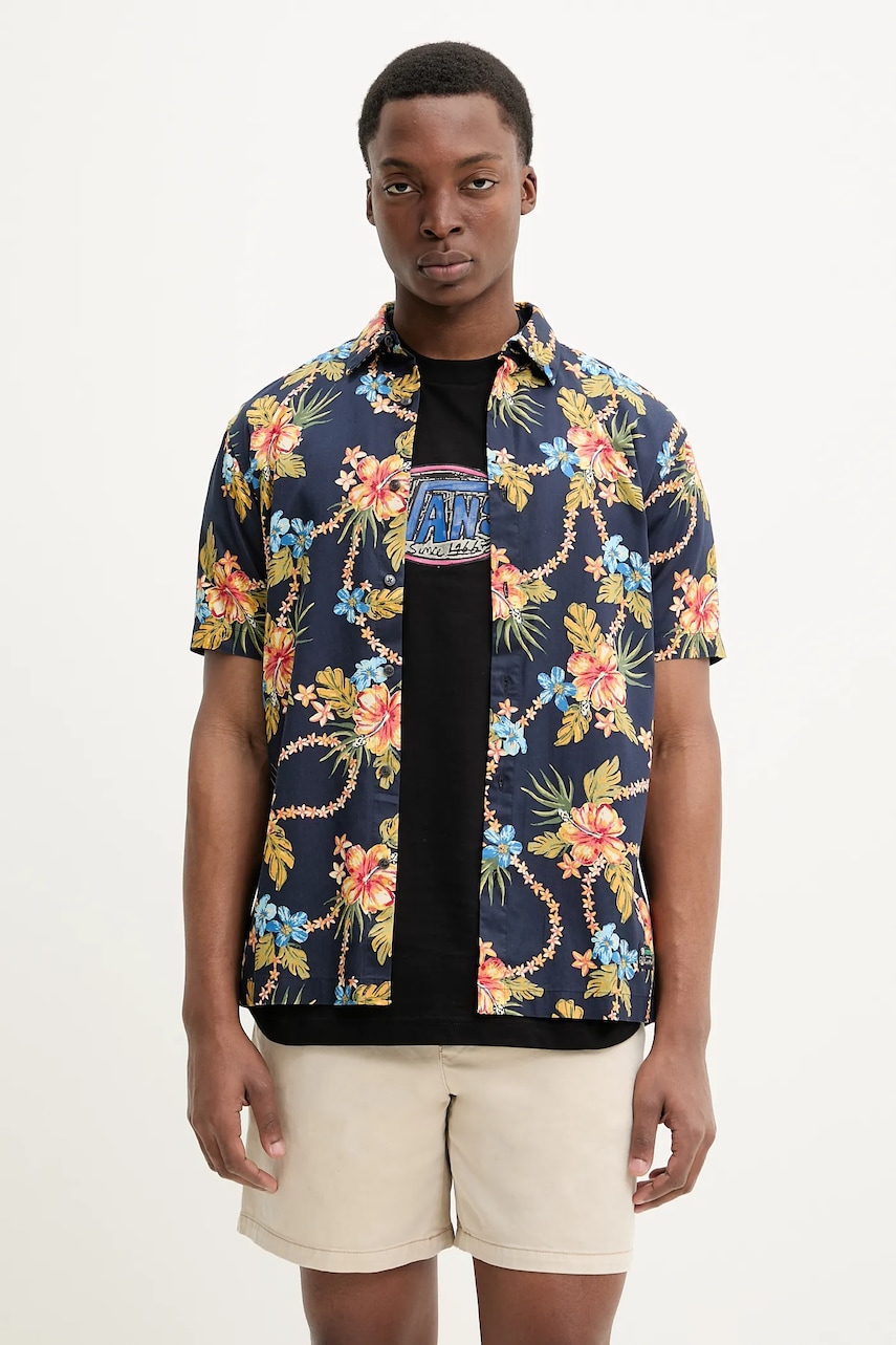 Superdry camasa barbati, culoarea albastru marin, cu guler clasic, regular, M4010947A-F7B