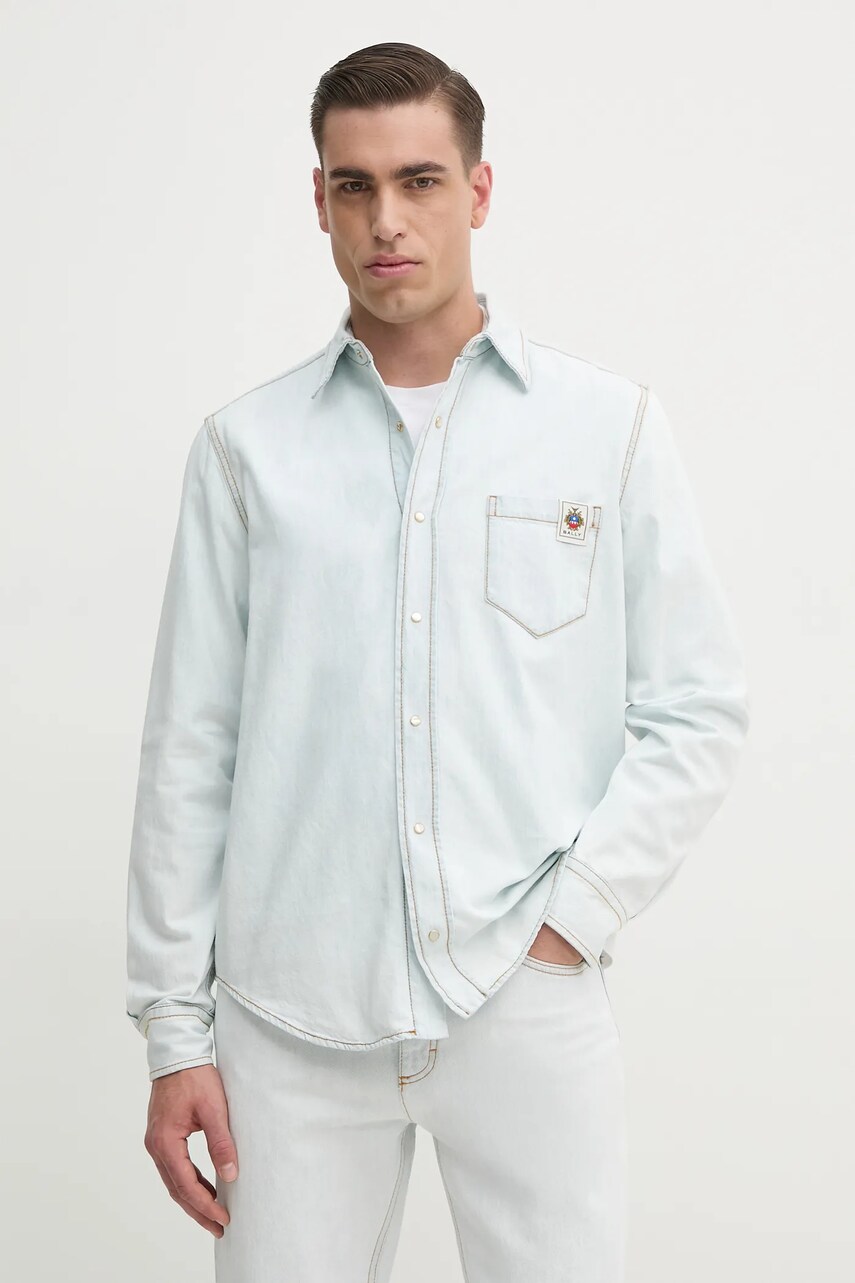 Bally cămașă din denim bărbați, cu guler clasic, regular, MSH02K