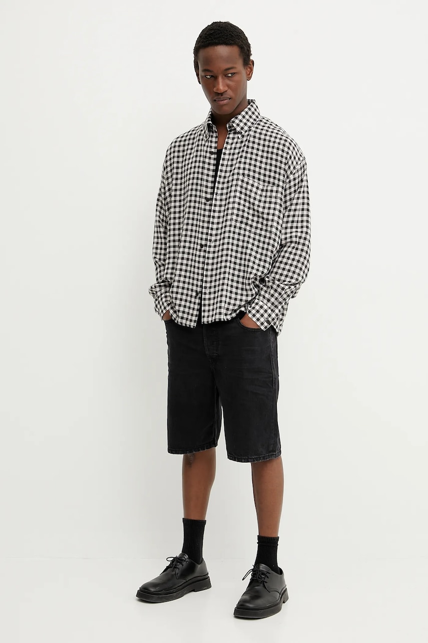 Рубашка Won Hundred мужская цвет чёрный relaxed воротник button-down 3550-14274 Рубашка Won Hundred мужская цвет чёрный relaxed воротник button-down 3550-14274