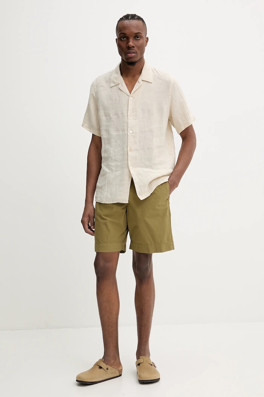 Льняная рубашка PS Paul Smith мужской цвет бежевый relaxed M2R.695U.P22354 Льняная рубашка PS Paul Smith мужской цвет бежевый relaxed M2R.695U.P22354
