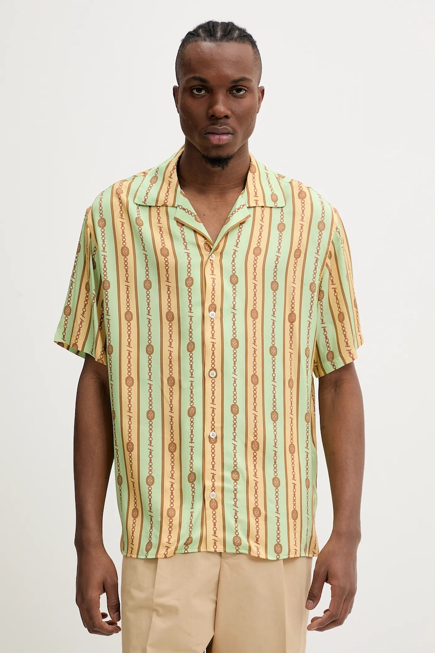Drôle de Monsieur cămașă La Chemise Bijoux bărbați, culoarea verde, relaxed, G-SH204-VI016-LGN Drôle de Monsieur cămașă La Chemise Bijoux bărbați, culoarea verde, relaxed, G-SH204-VI016-LGN