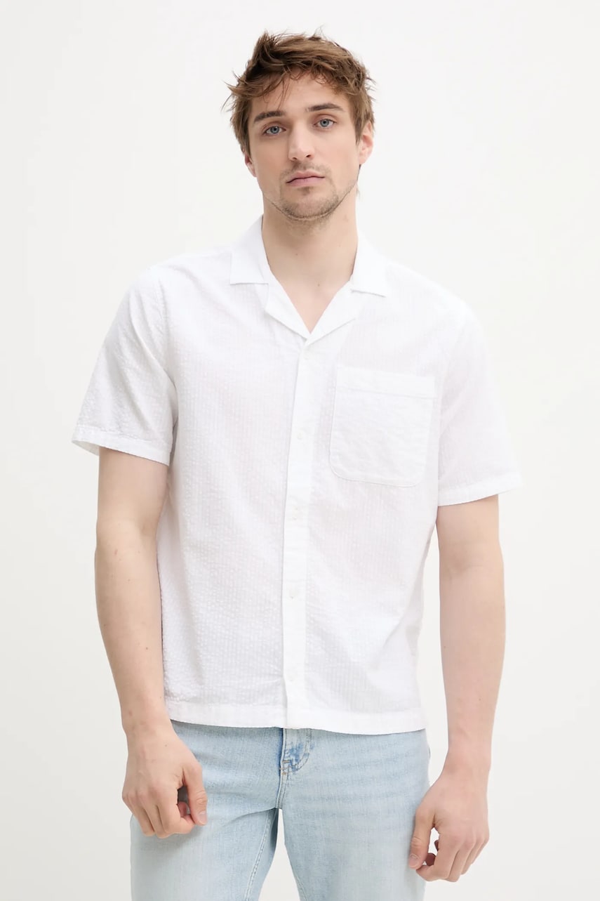 Hollister Co. camasa din bumbac barbati, culoarea alb, regular, KI325-5122 Hollister Co. camasa din bumbac barbati, culoarea alb, regular, KI325-5122