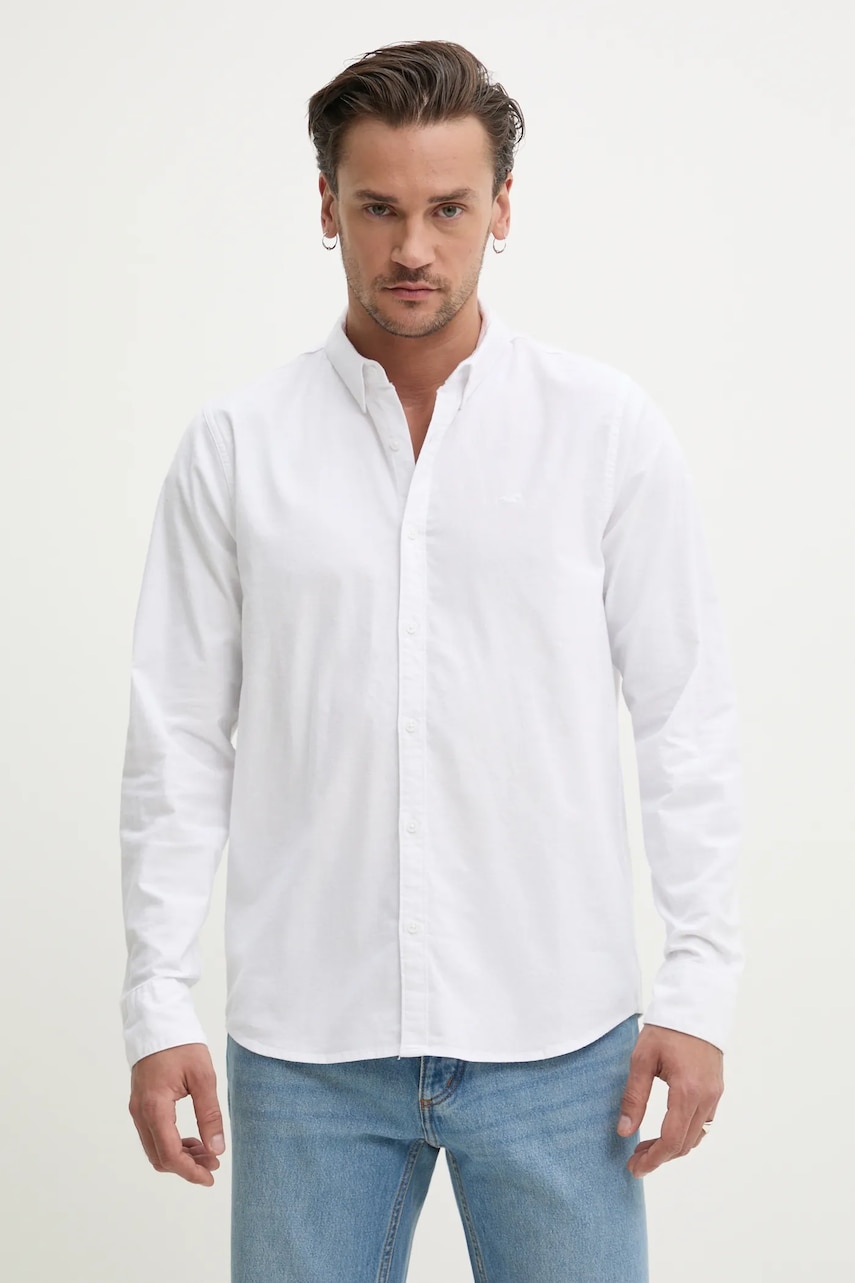 Hollister Co. camasa barbati, culoarea alb, cu guler button-down, regular, KI325-5130 Hollister Co. camasa barbati, culoarea alb, cu guler button-down, regular, KI325-5130