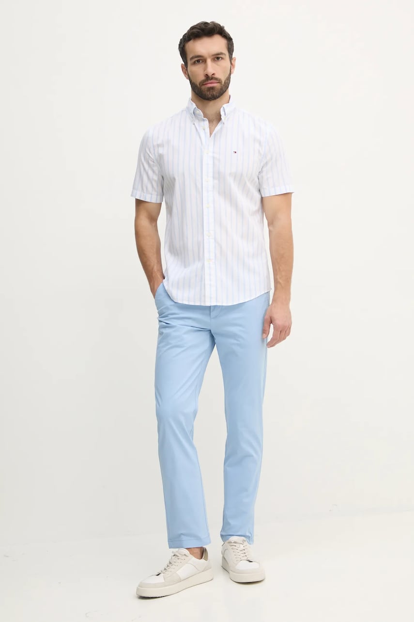 Хлопковая рубашка Tommy Hilfiger мужская regular воротник button-down MW0MW37551 Хлопковая рубашка Tommy Hilfiger мужская regular воротник button-down MW0MW37551