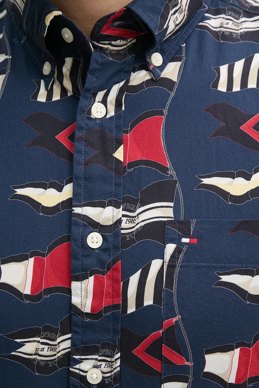 Βαμβακερό πουκάμισο Tommy Hilfiger ανδρικό, χρώμα: ναυτικό μπλε, MW0MW38592 φωτογραφία