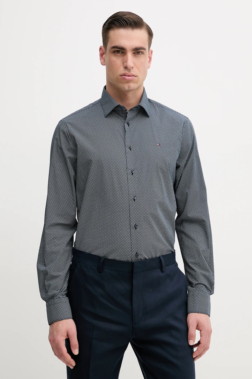 Levně Bavlněná košile Tommy Hilfiger tmavomodrá barva, regular, s klasickým límcem, MW0MW38960