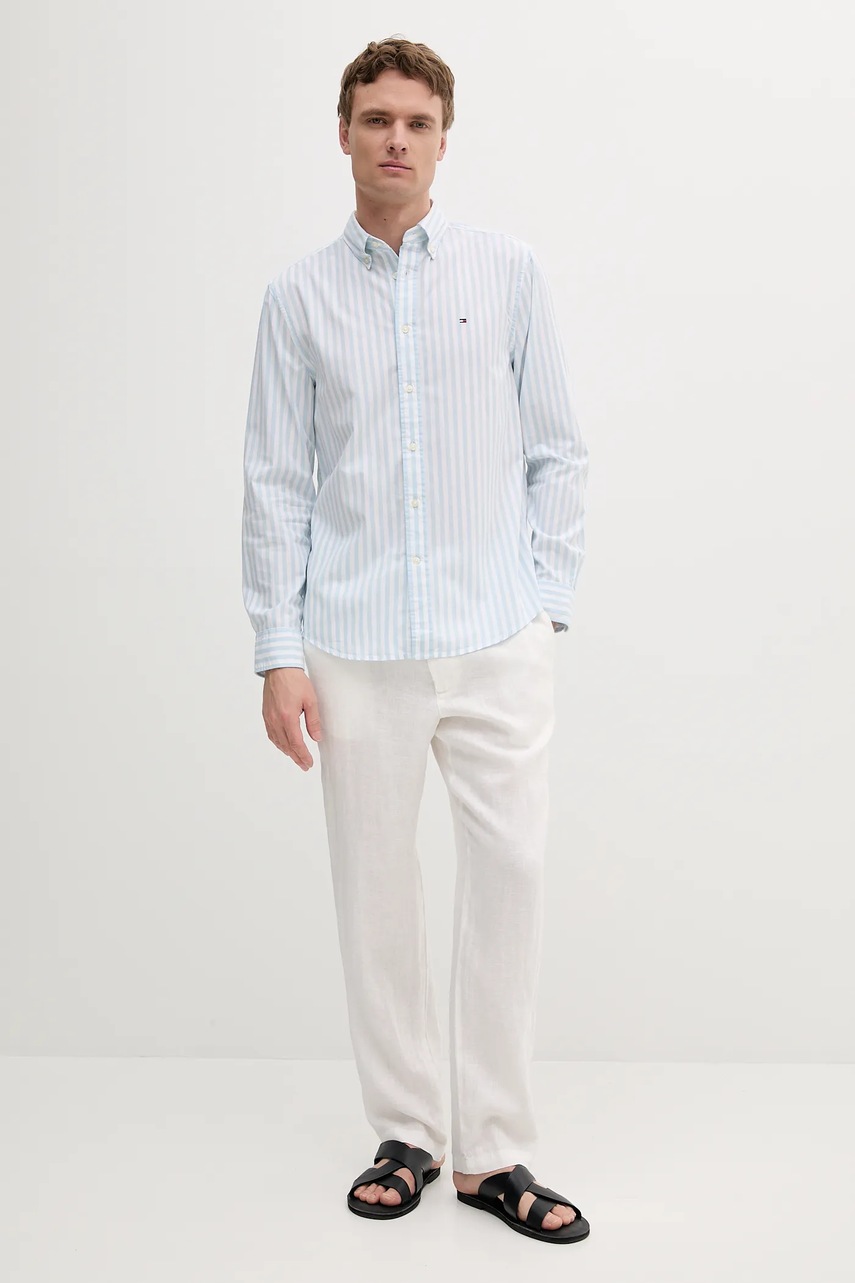 Хлопковая рубашка Tommy Hilfiger мужская slim воротник button-down MW0MW39159