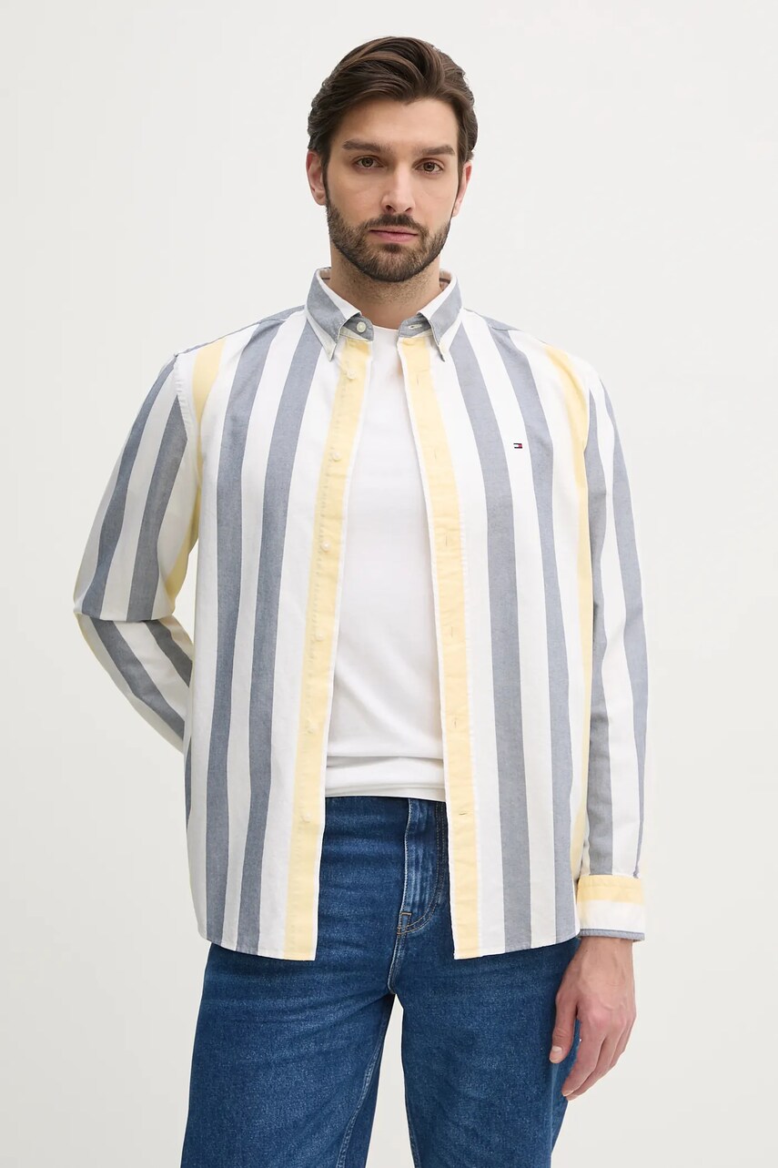 Levně Bavlněná košile Tommy Hilfiger bílá barva, relaxed, s límečkem button-down, MW0MW39160