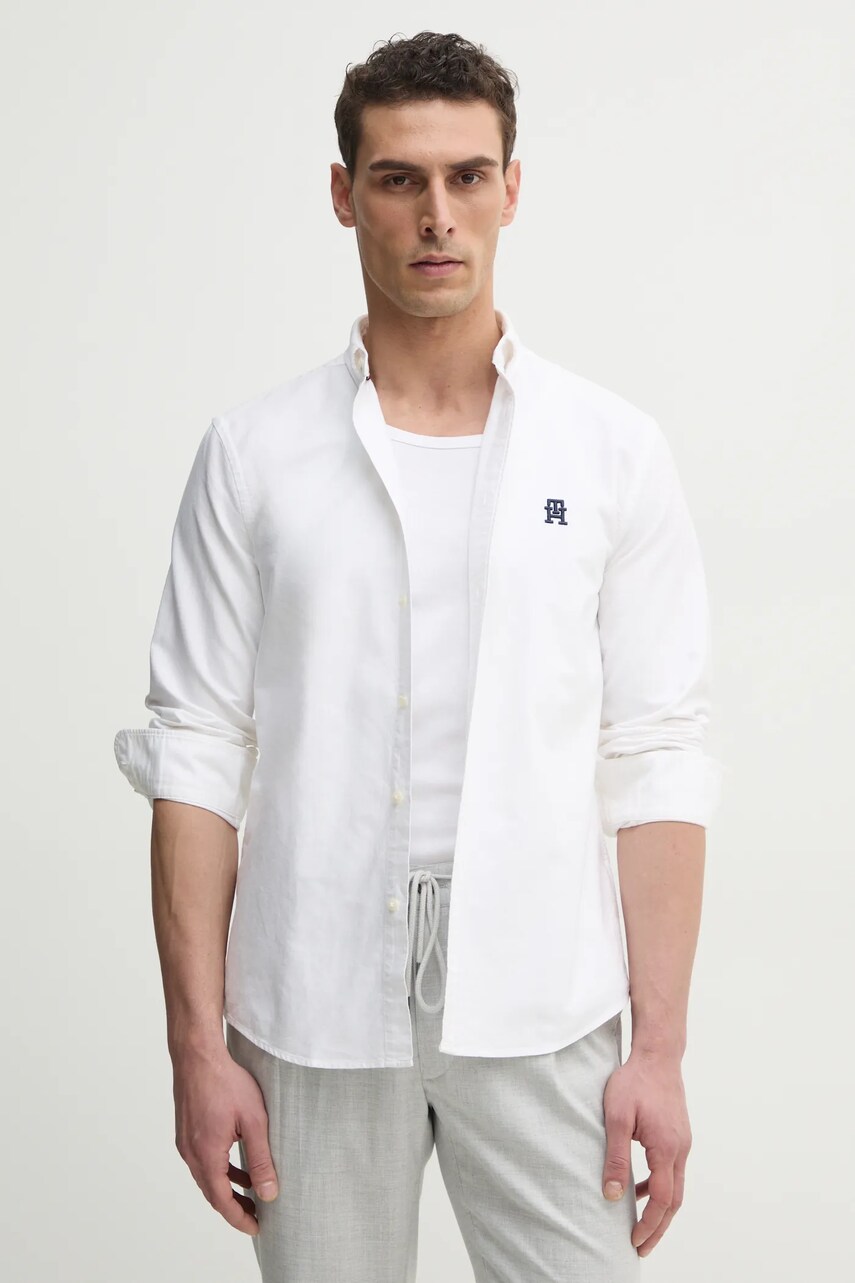 Levně Košile Tommy Hilfiger pánská, bílá barva, regular, s límečkem button-down, MW0MW39235