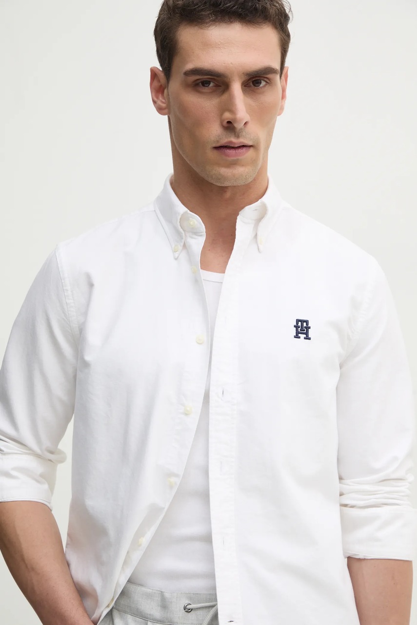 Сорочка Tommy Hilfiger чоловіча колір білий regular комір button-down MW0MW39235 