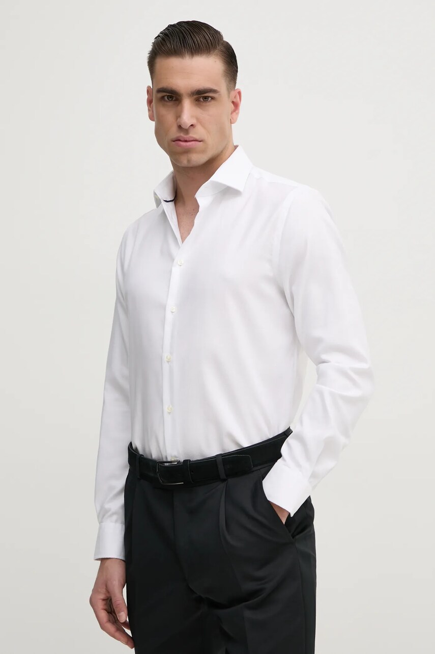 Levně Košile Tommy Hilfiger pánská, bílá barva, slim, s italským límcem, MW0MW38738