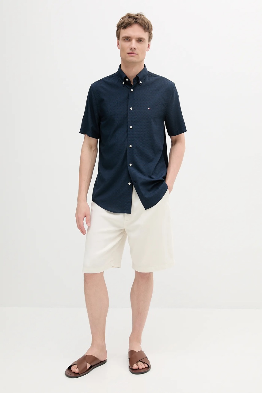 Рубашка Tommy Hilfiger цвет синий relaxed воротник button-down MW0MW38576