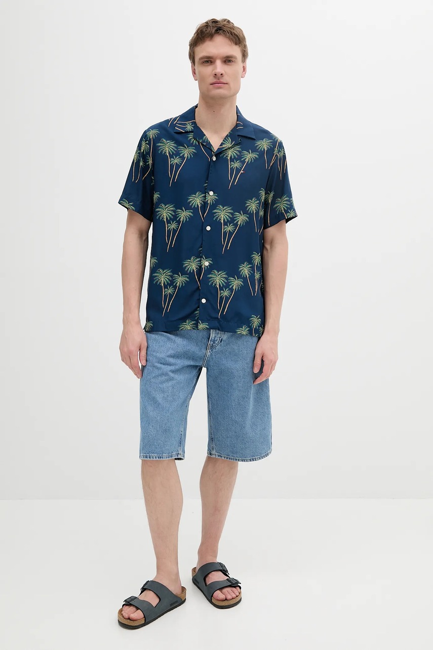 Рубашка Tommy Hilfiger цвет синий regular классический воротник MW0MW38580 Рубашка Tommy Hilfiger цвет синий regular классический воротник MW0MW38580