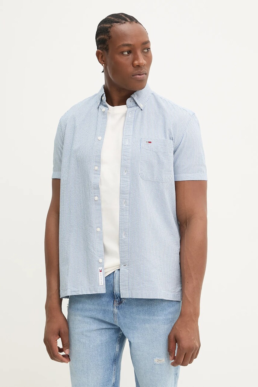 Tommy Jeans cămașă din bumbac bărbați, cu guler button-down, regular, DM0DM20891