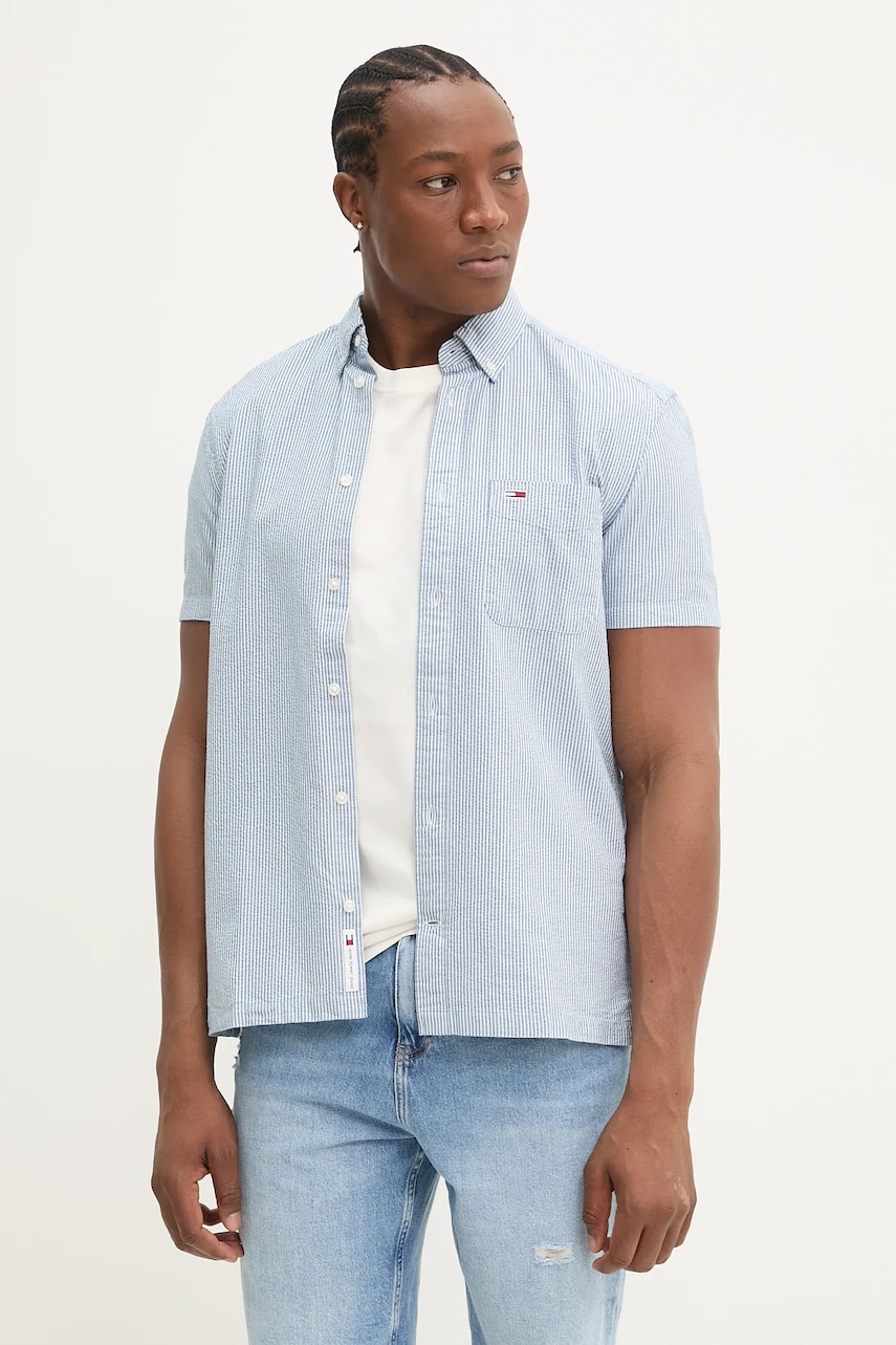 Tommy Jeans cămașă din bumbac bărbați, cu guler button-down, regular, DM0DM20891
