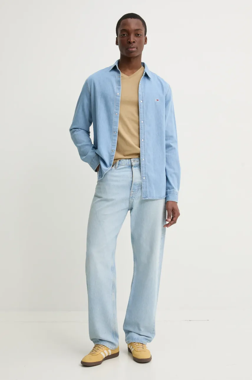 Джинсовая рубашка Tommy Jeans мужская regular классический воротник DM0DM21146 Джинсовая рубашка Tommy Jeans мужская regular классический воротник DM0DM21146