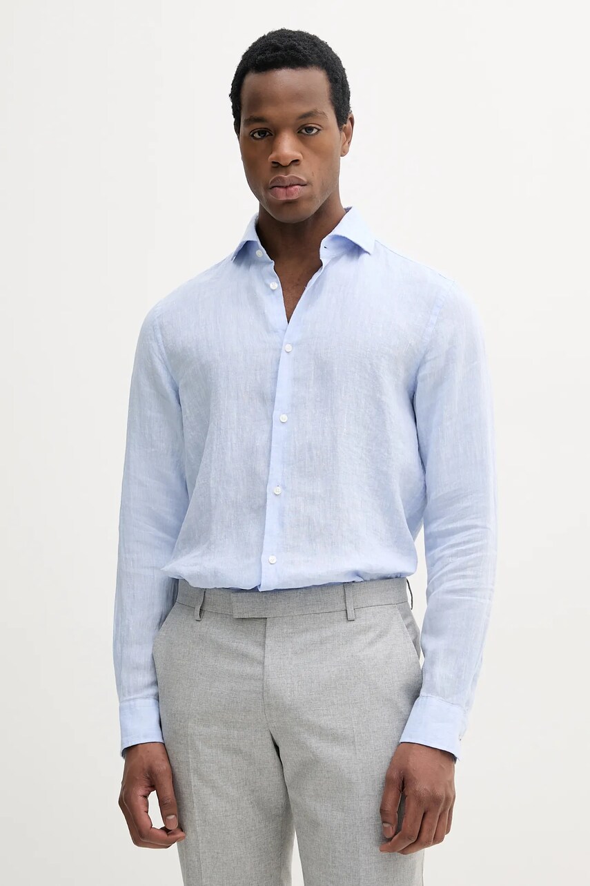 Joop! cămașă de in bărbați, cu guler italian, slim, 30046075