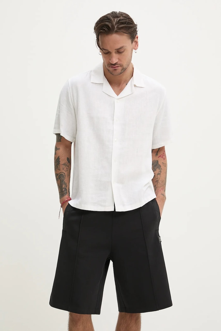Abercrombie & Fitch cămașă bărbați, culoarea bej, relaxed, KI125-5075 Abercrombie & Fitch cămașă bărbați, culoarea bej, relaxed, KI125-5075