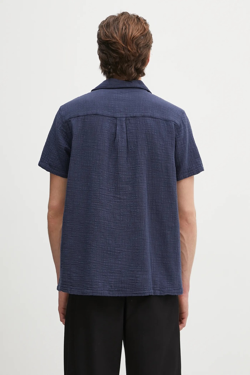 Βαμβακερό πουκάμισο Barbour Barbour Benson Textured Relaxed Fit S/S Shirt ανδρικό, χρώμα: ναυτικό μπλε, MSH5613 φωτογραφία