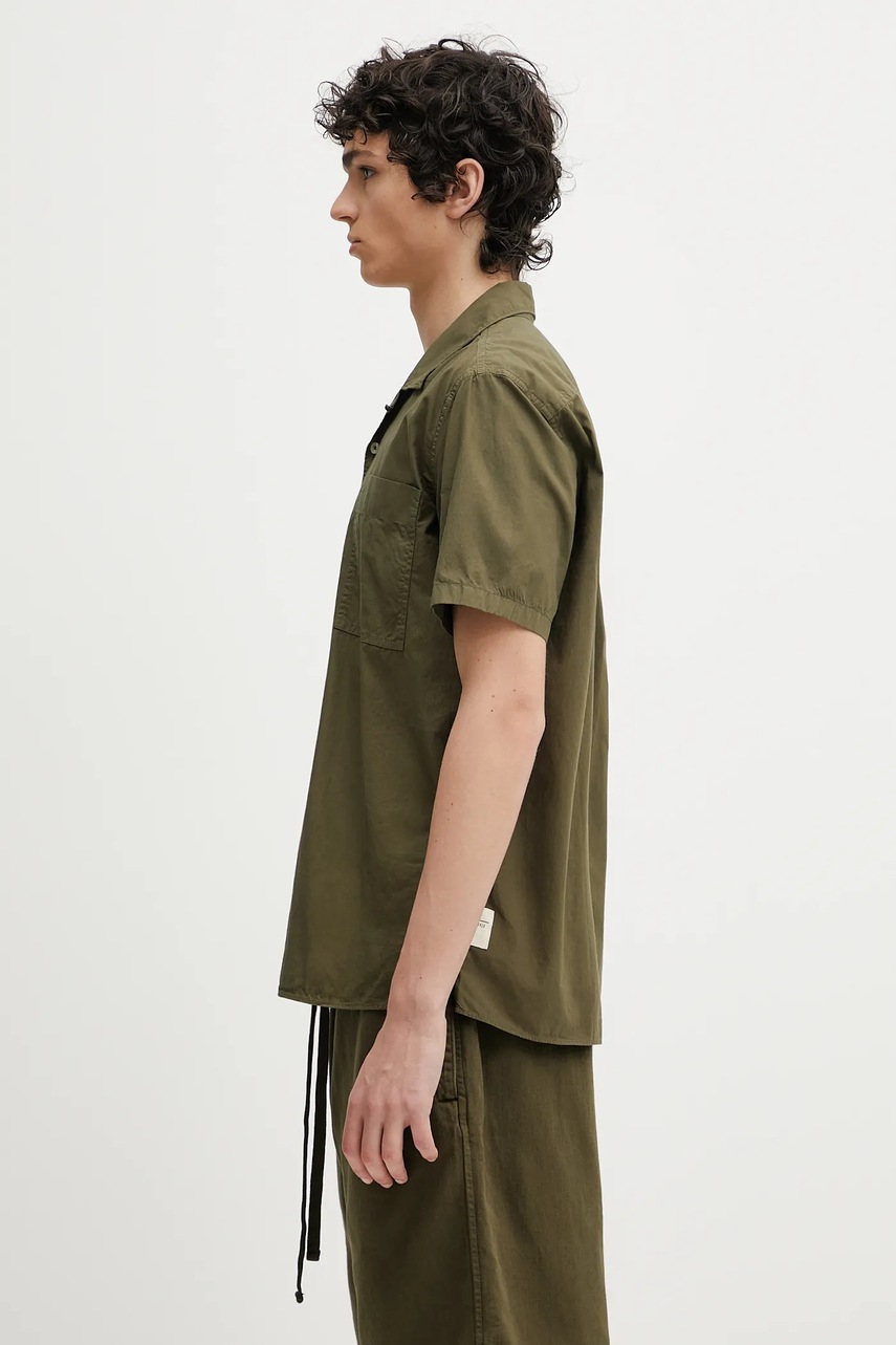 Хлопковая рубашка Barbour Barbour Holywell Poplin S/S Relaxed Fit Shirt цвет зелёный relaxed классический воротник MSH5603