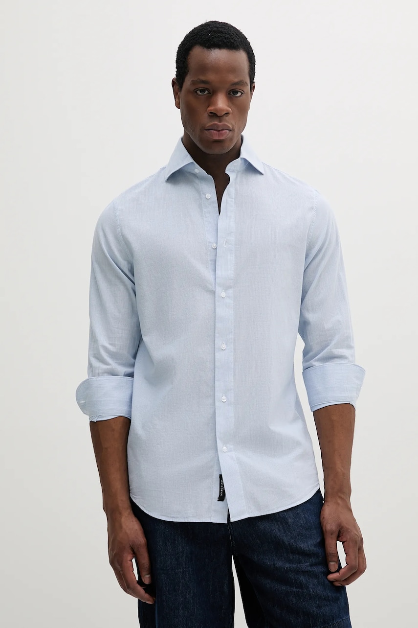 Levně Bavlněná košile Marciano Guess BILL pánská, modrá barva, regular, 5GHH20 4469Z