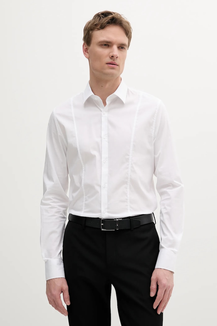 Levně Košile Marciano Guess OLIVER pánská, bílá barva, regular, s klasickým límcem, 1GH402 4416Z