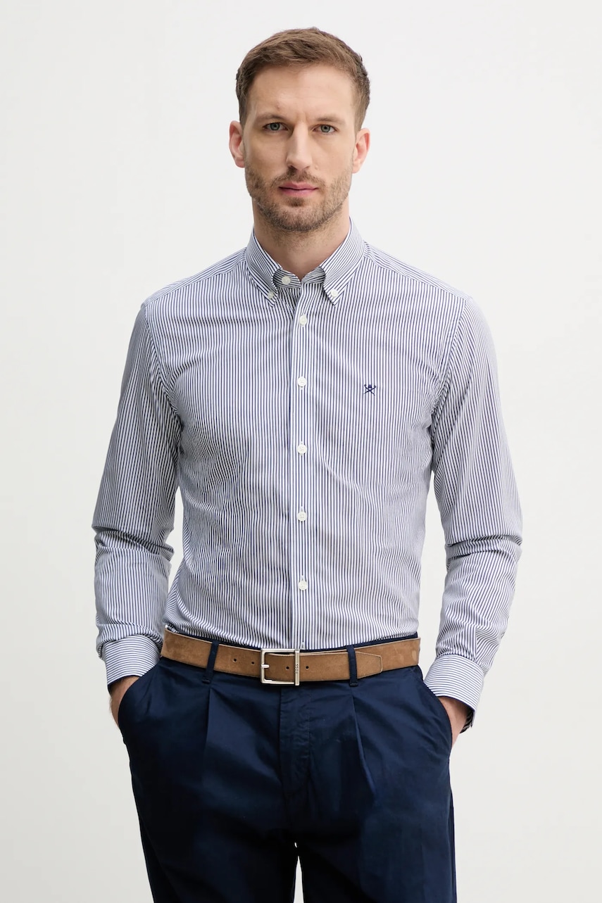 Hackett London camasa barbati, culoarea albastru marin, cu guler clasic, relaxed, HM3010261 Hackett London camasa barbati, culoarea albastru marin, cu guler clasic, relaxed, HM3010261