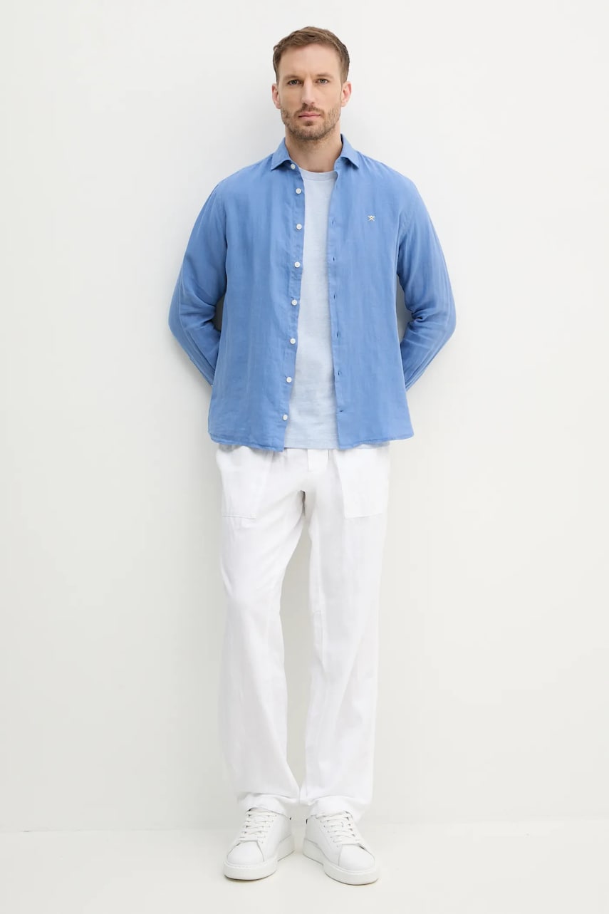 Льняная рубашка Hackett London мужская regular классический воротник HM3010266 Льняная рубашка Hackett London мужская regular классический воротник HM3010266